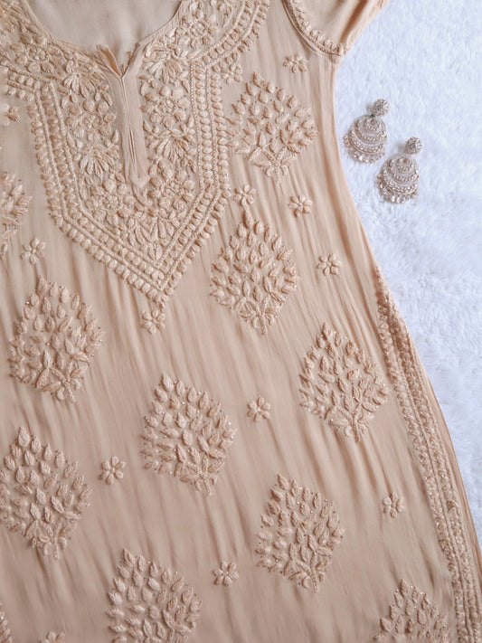 Swara Beige Viscose Georgette Kurta