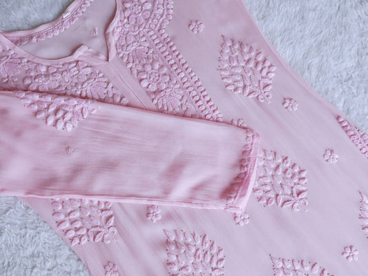 Swara Baby Pink Viscose Georgette Kurta