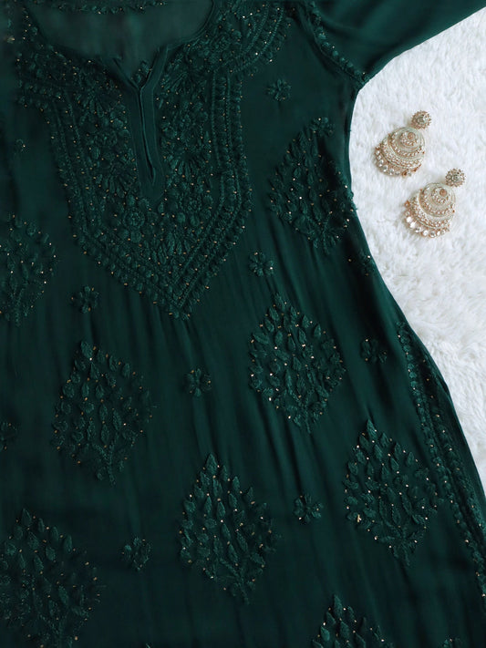 Swara Bottle Green Viscose Georgette Kurta