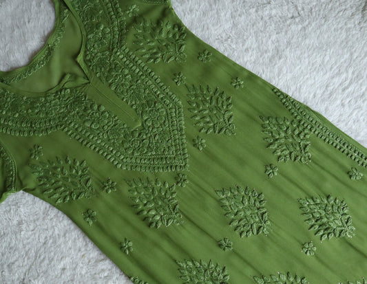 Swara Olive Green Viscose Georgette Kurta