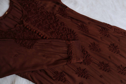 SUNDARI BROWN RAYON KURTA
