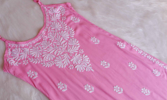 EIRA BABY PINK SLEEVELESS RAYON KURTA
