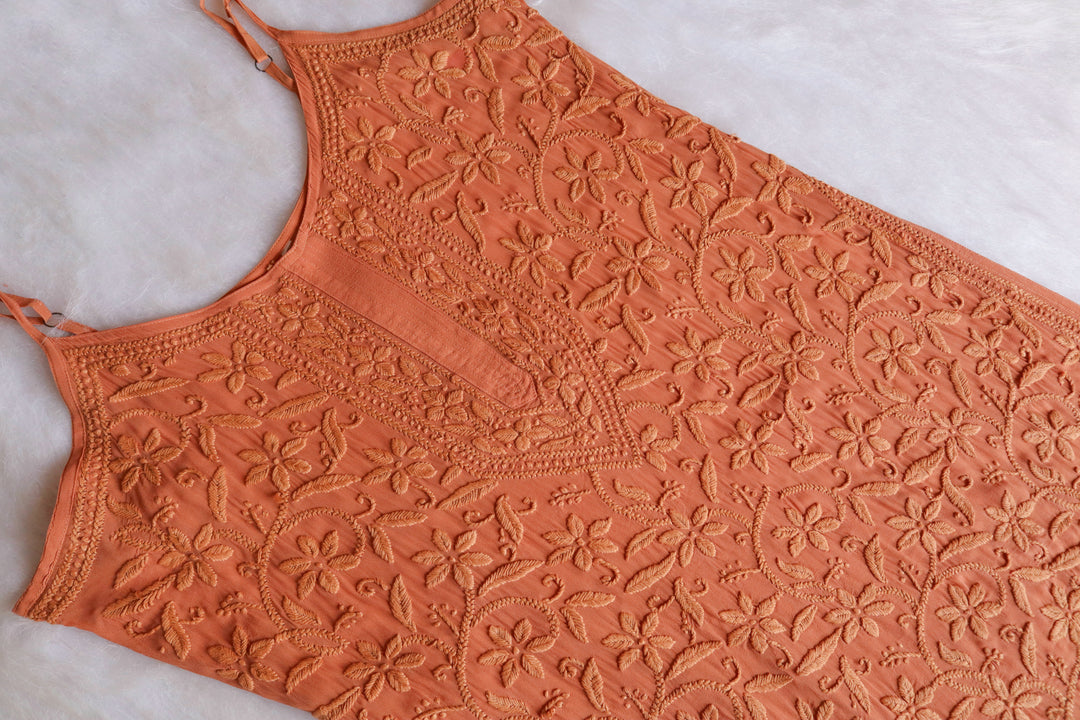 RYANI ROSE BROWN VISCOSE STRAPPY KURTA