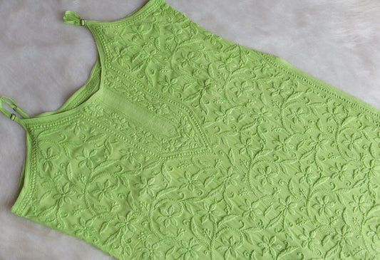 RYANI LIME GREEN VISCOSE STRAPPY KURTA