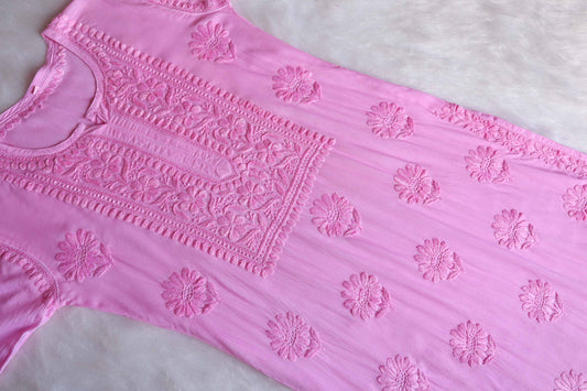 AVANI BABY PINK RAYON KURTA PANT SET