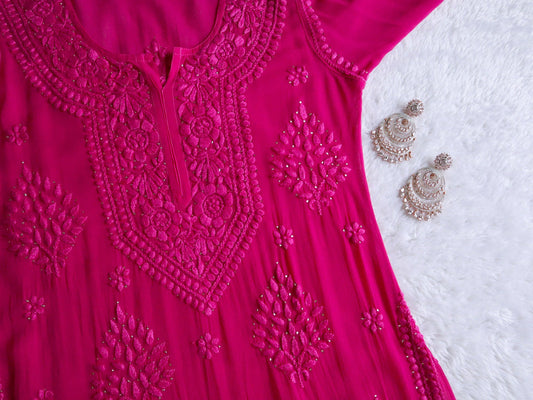 Swara Rani Pink Viscose Georgette Kurta