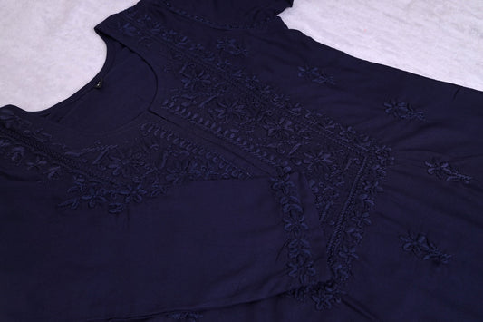 HEENA BLUE RAYON KURTA PANT SET