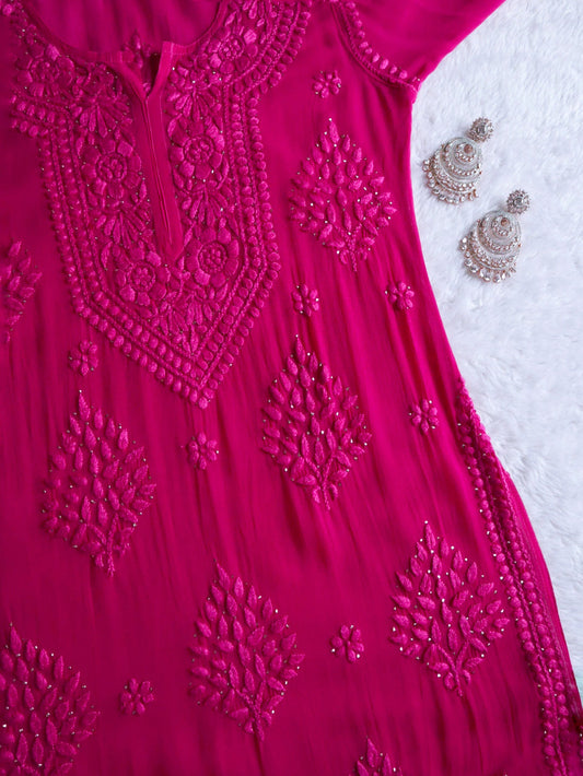 Swara Rani Pink Viscose Georgette Kurta