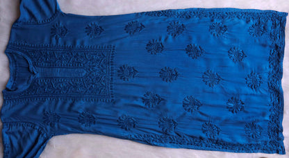 AVANI ROYAL BLUE RAYON KURTA PANT SET