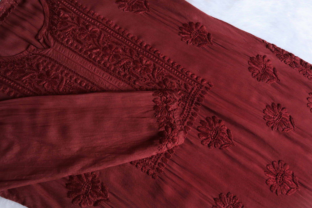 AVANI CHOCOLATE BROWN BLUE RAYON KURTA PANT SET