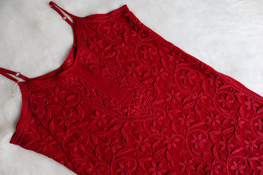 RYANI MAROON VISCOSE STRAPPY KURTA