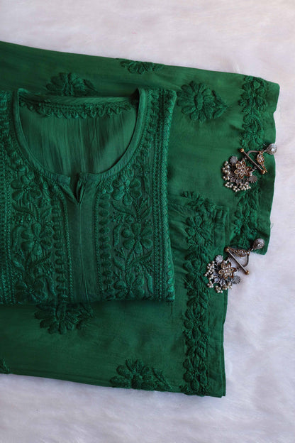 AVANI DEEP GREEN RAYON KURTA PANT SET