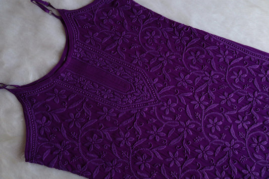 RYANI DEEP PURPLE VISCOSE STRAPPY KURTA