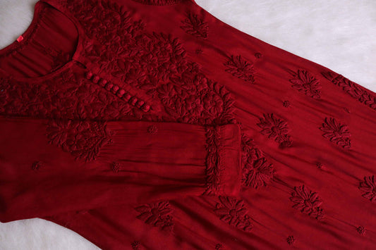 SUNDARI MAROON RAYON KURTA