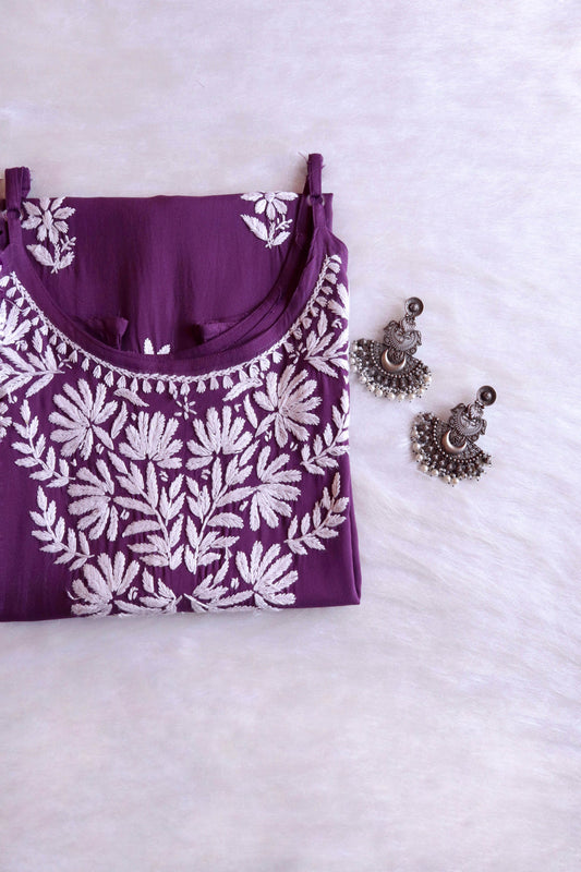 EIRA DUSTY PURPLE SLEEVELESS RAYON KURTA