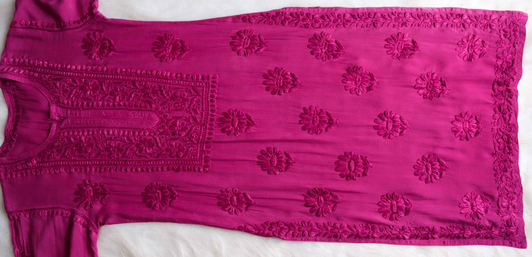 AVANI DEEP PINK RAYON KURTA PANT SET