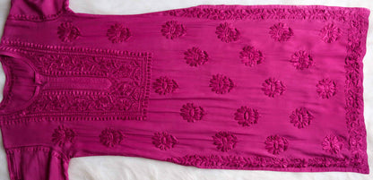 AVANI DEEP PINK RAYON KURTA PANT SET