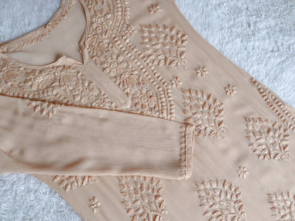 Swara Beige Viscose Georgette Kurta