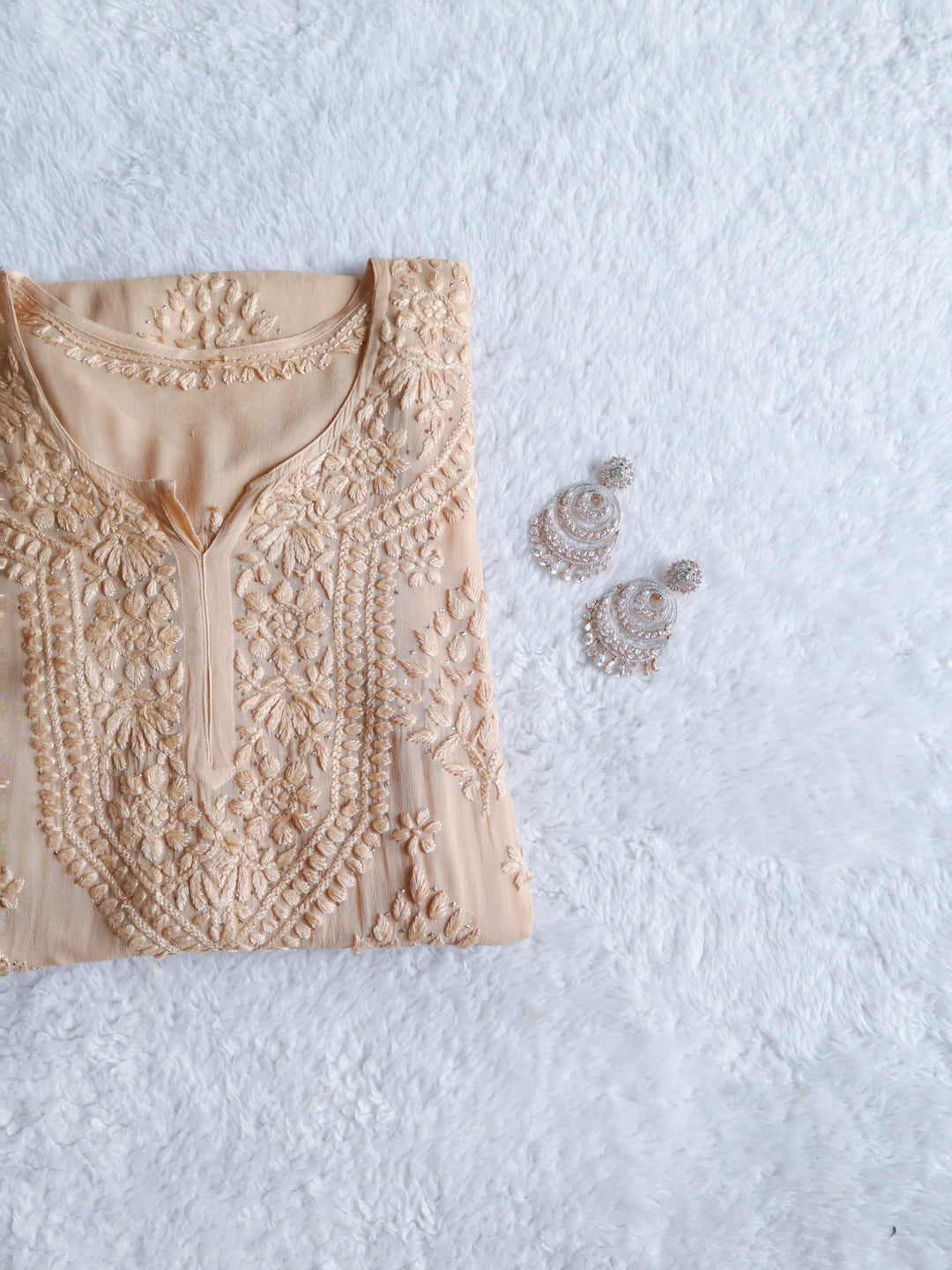 Swara Beige Viscose Georgette Kurta