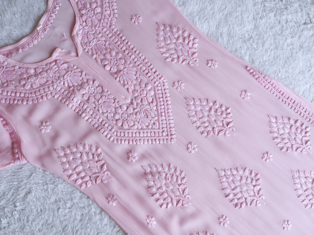 Swara Baby Pink Viscose Georgette Kurta