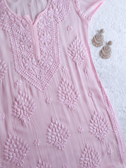 Swara Baby Pink Viscose Georgette Kurta