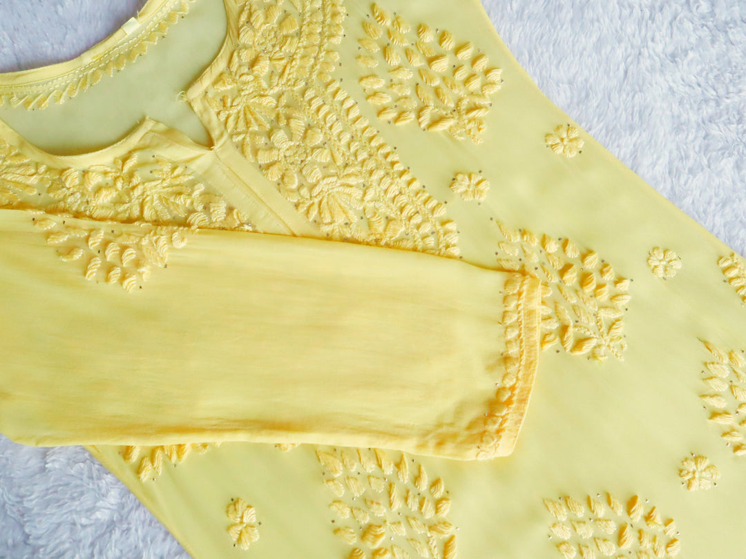 Swara Yellow Viscose Georgette Kurta