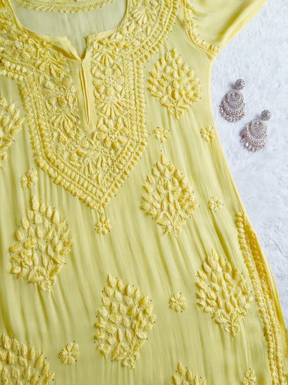 Swara Yellow Viscose Georgette Kurta