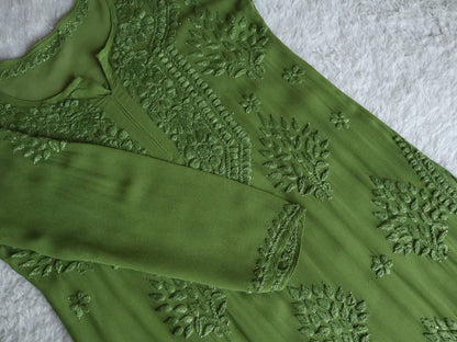 Swara Olive Green Viscose Georgette Kurta