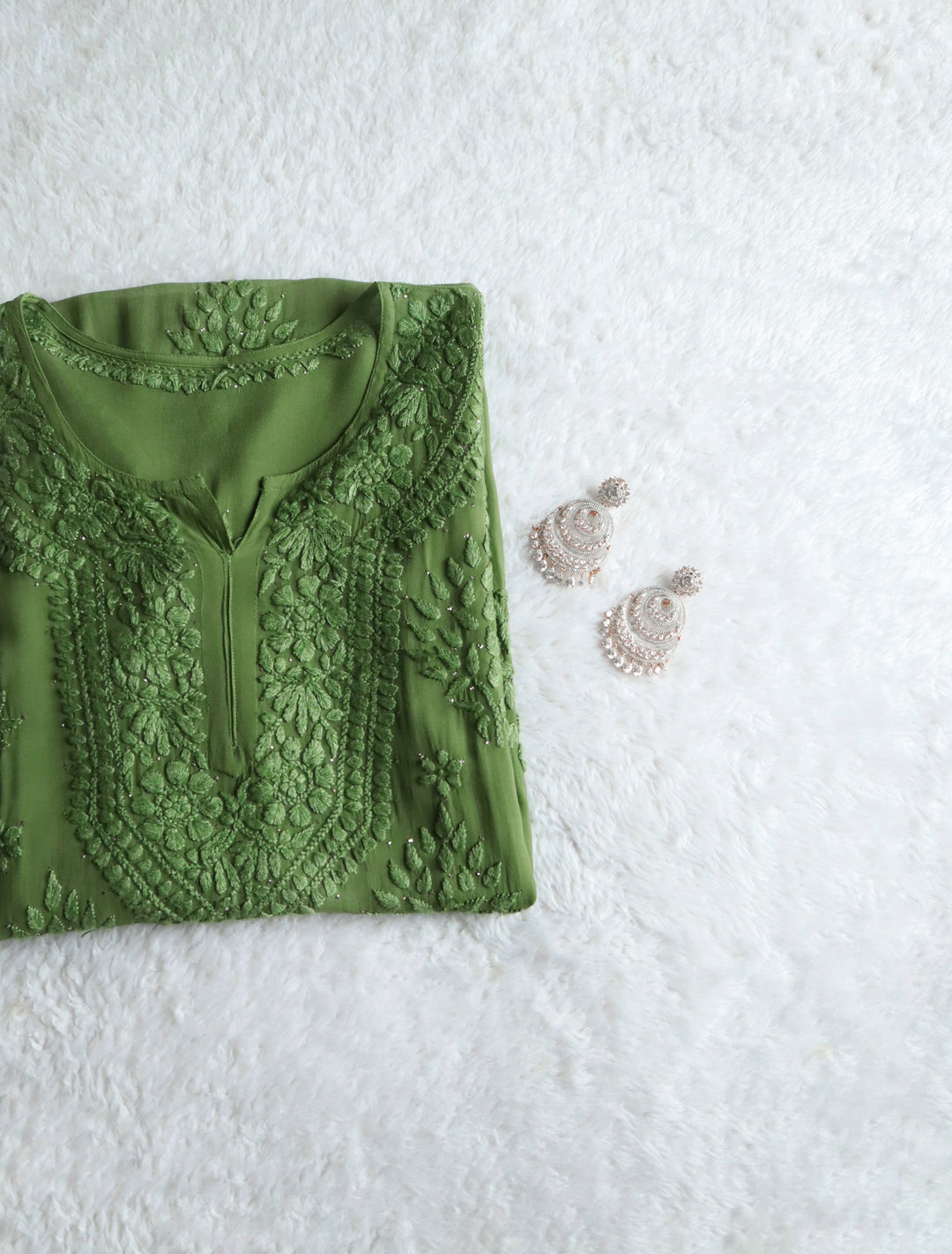 Swara Olive Green Viscose Georgette Kurta