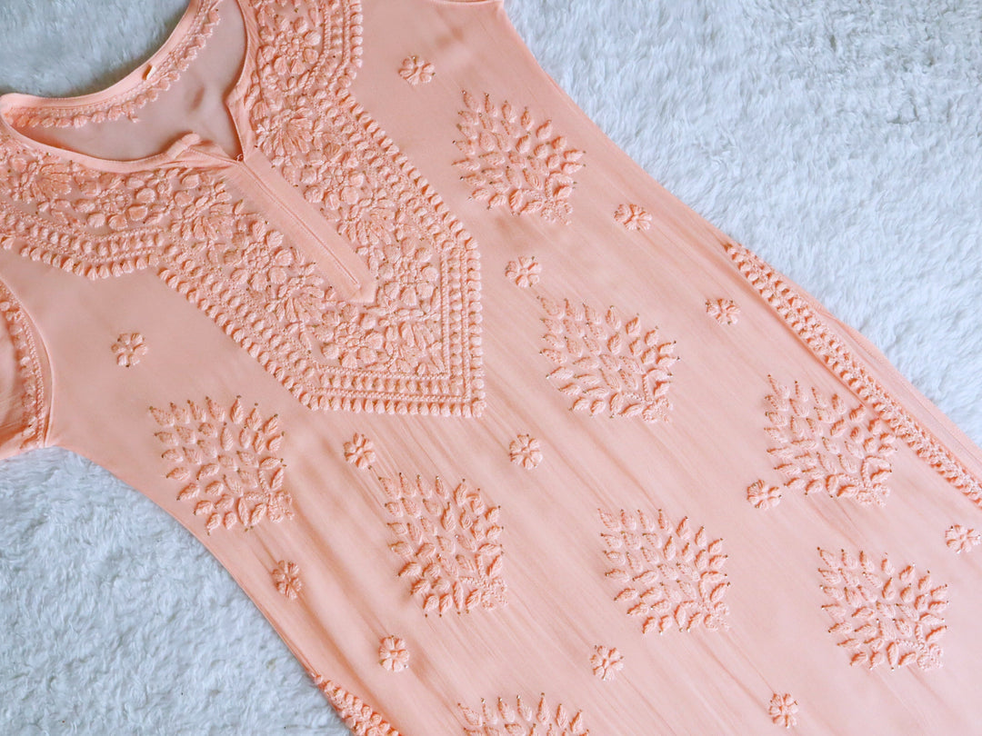 Swara Peach Viscose Georgette Kurta