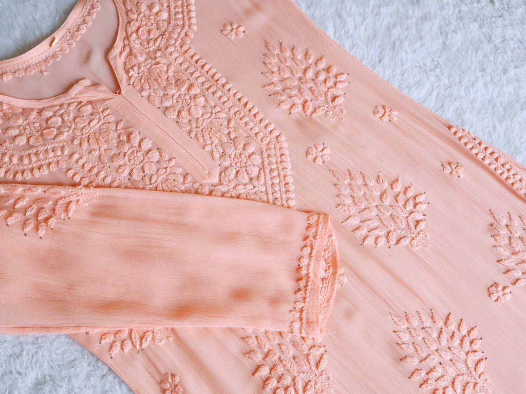 Swara Peach Viscose Georgette Kurta