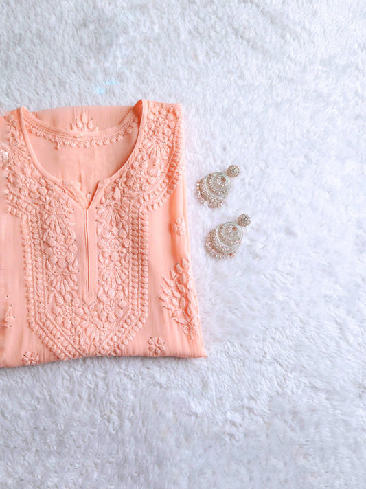 Swara Peach Viscose Georgette Kurta