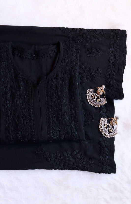 HEENA BLACK RAYON KURTA PANT SET
