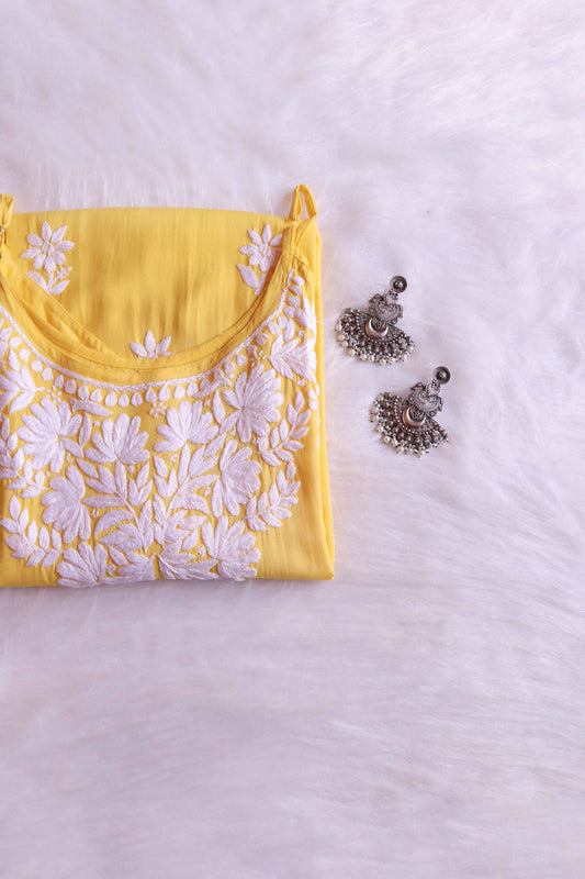 EIRA YELLOW SLEEVELESS RAYON KURTA