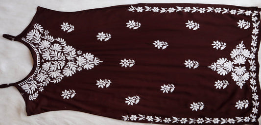 EIRA CHOCOLATE BROWN SLEEVELESS RAYON KURTA