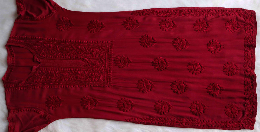 AVANI MAROON RAYON KURTA PANT SET