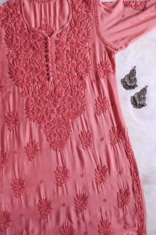 SUNDARI ROSE PINK RAYON KURTA