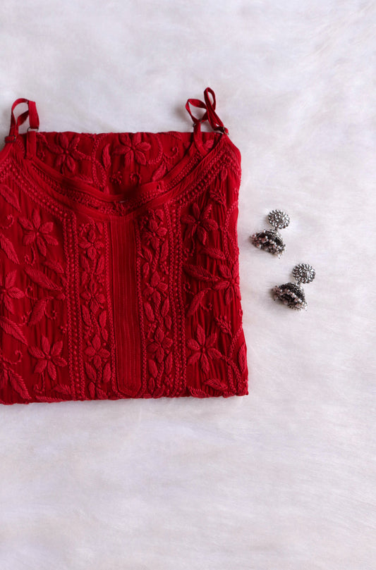 RYANI MAROON VISCOSE STRAPPY KURTA