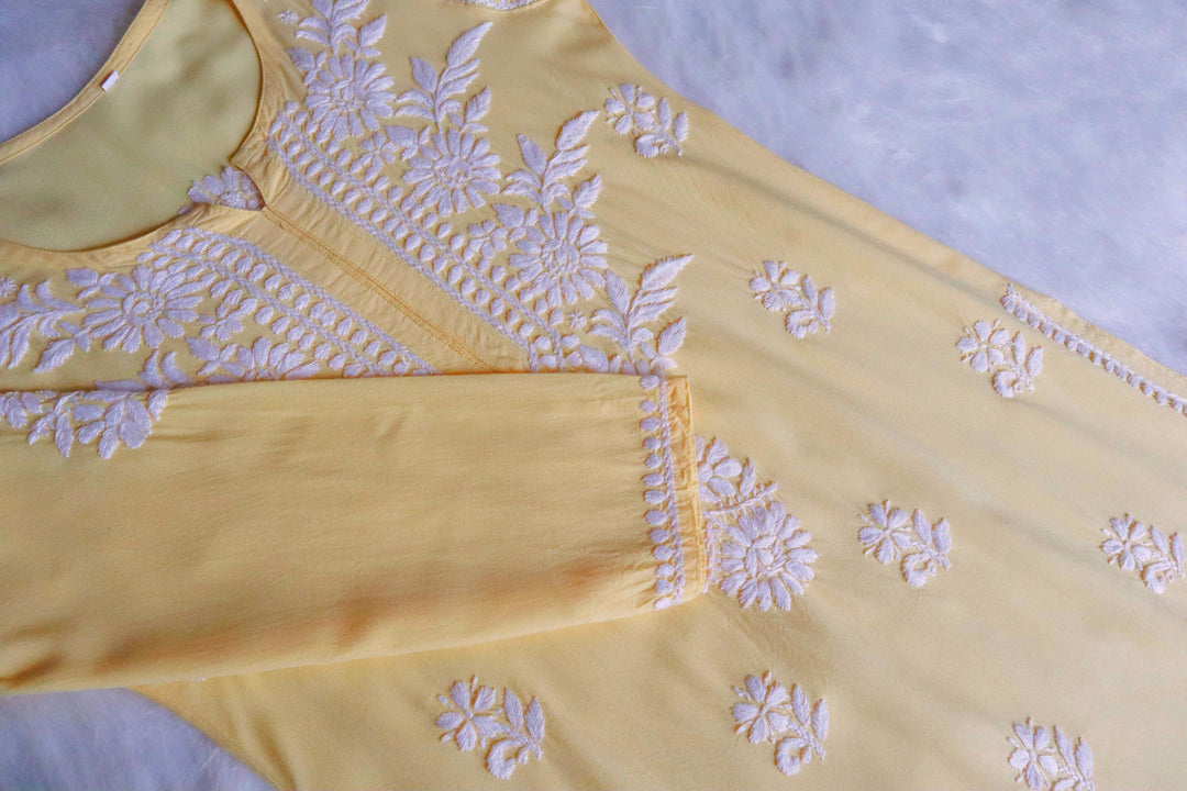 GUL PASTEL YELLOW RAYON KURTA PANT SET