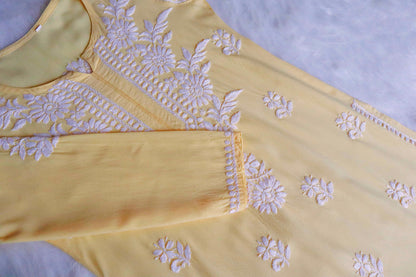 GUL PASTEL YELLOW RAYON KURTA PANT SET