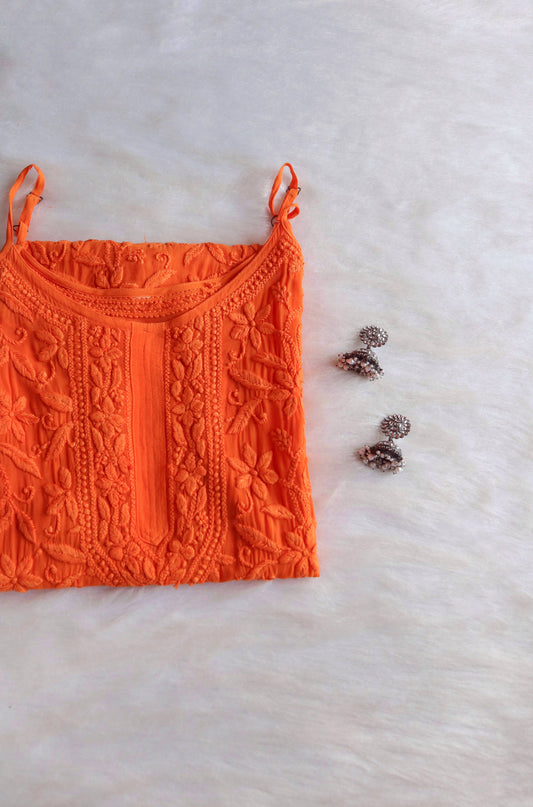 RYANI ORANGE VISCOSE STRAPPY KURTA