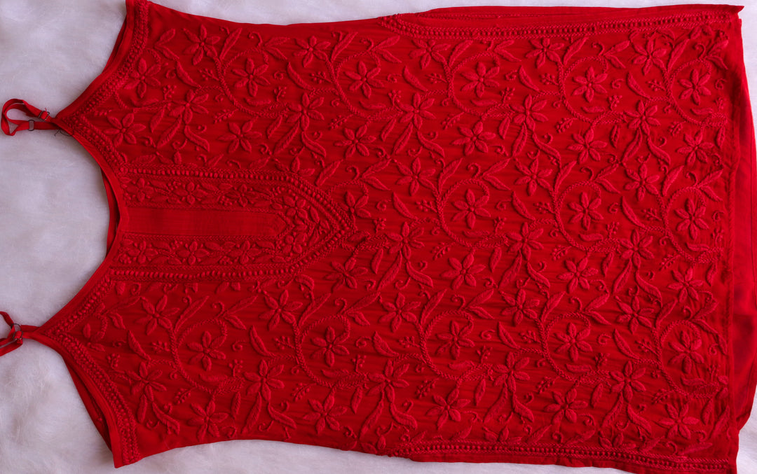 RYANI RED VISCOSE STRAPPY KURTA