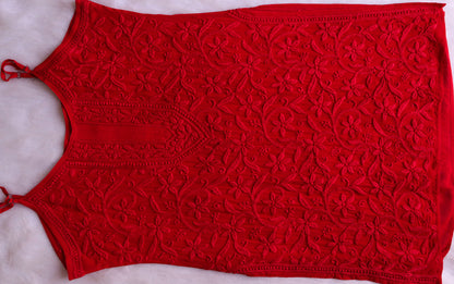 RYANI RED VISCOSE STRAPPY KURTA