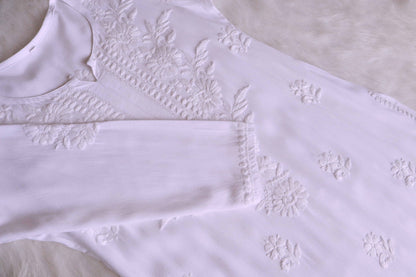 GUL WHITE RAYON KURTA PANT SET