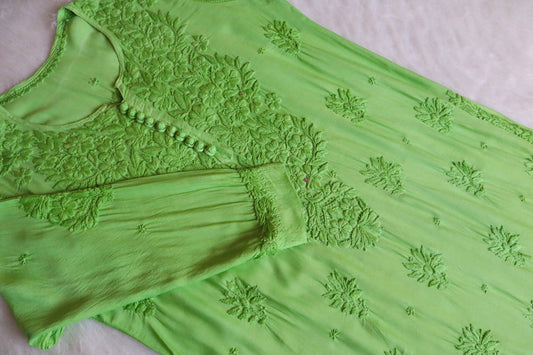 SUNDARI LIME GREEN RAYON KURTA