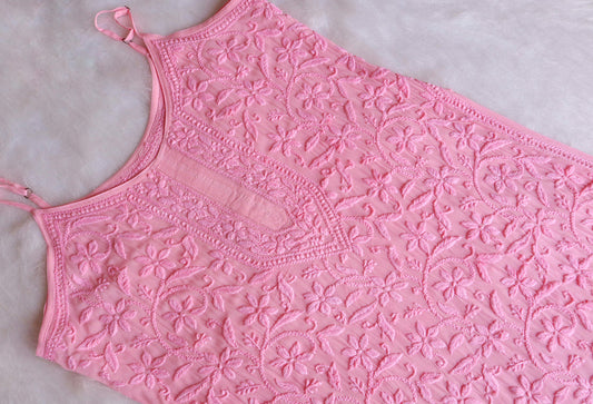 RYANI BABY PINK VISCOSE STRAPPY KURTA