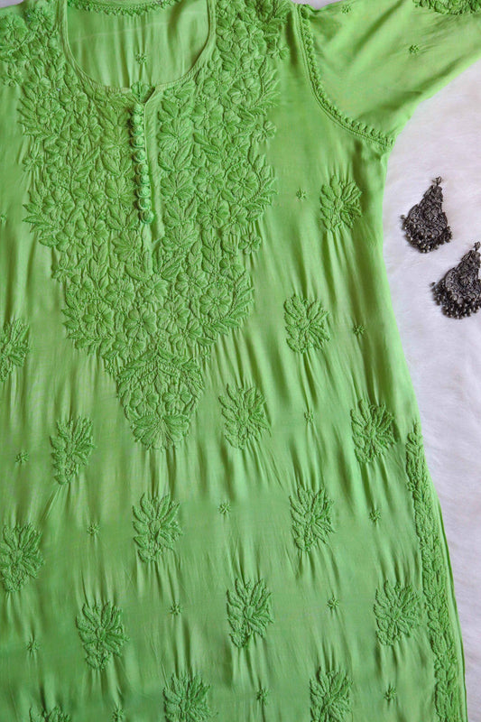 SUNDARI LIME GREEN RAYON KURTA