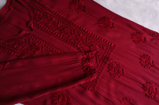 AVANI MAROON RAYON KURTA PANT SET