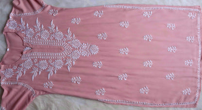 GUL ROSE PINK RAYON KURTA PANT SET