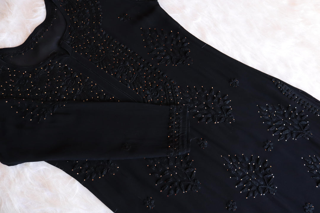 Swara Black Viscose Georgette Kurta